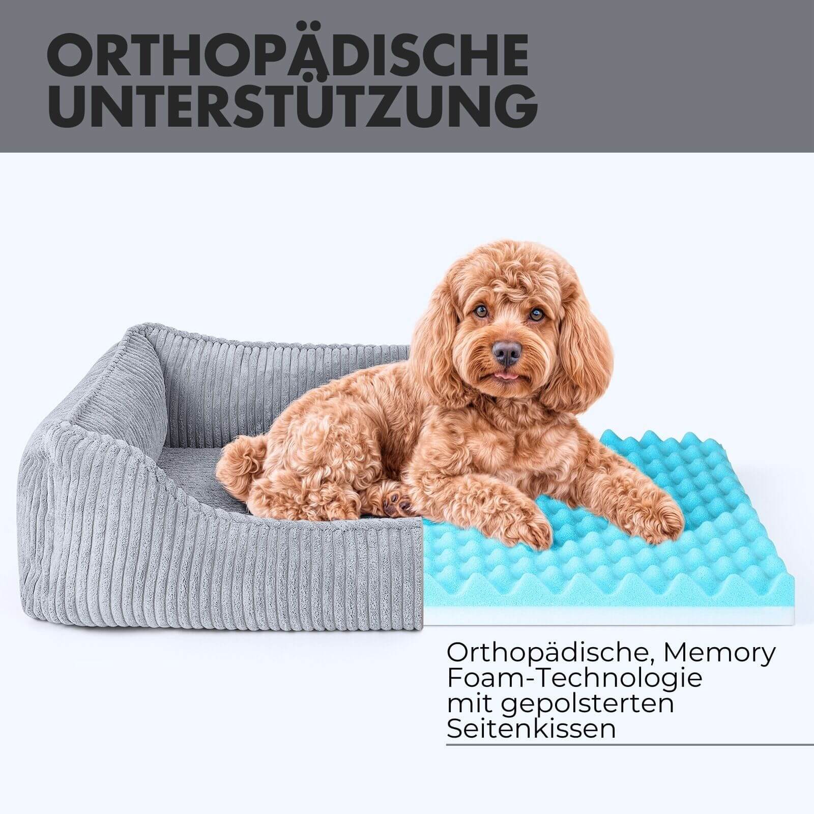 Hundebett ANTON Cord Grau - paw-wow
