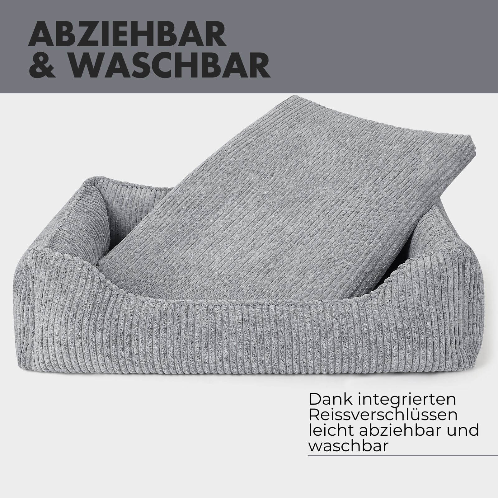 Hundebett ANTON Cord Grau - paw-wow