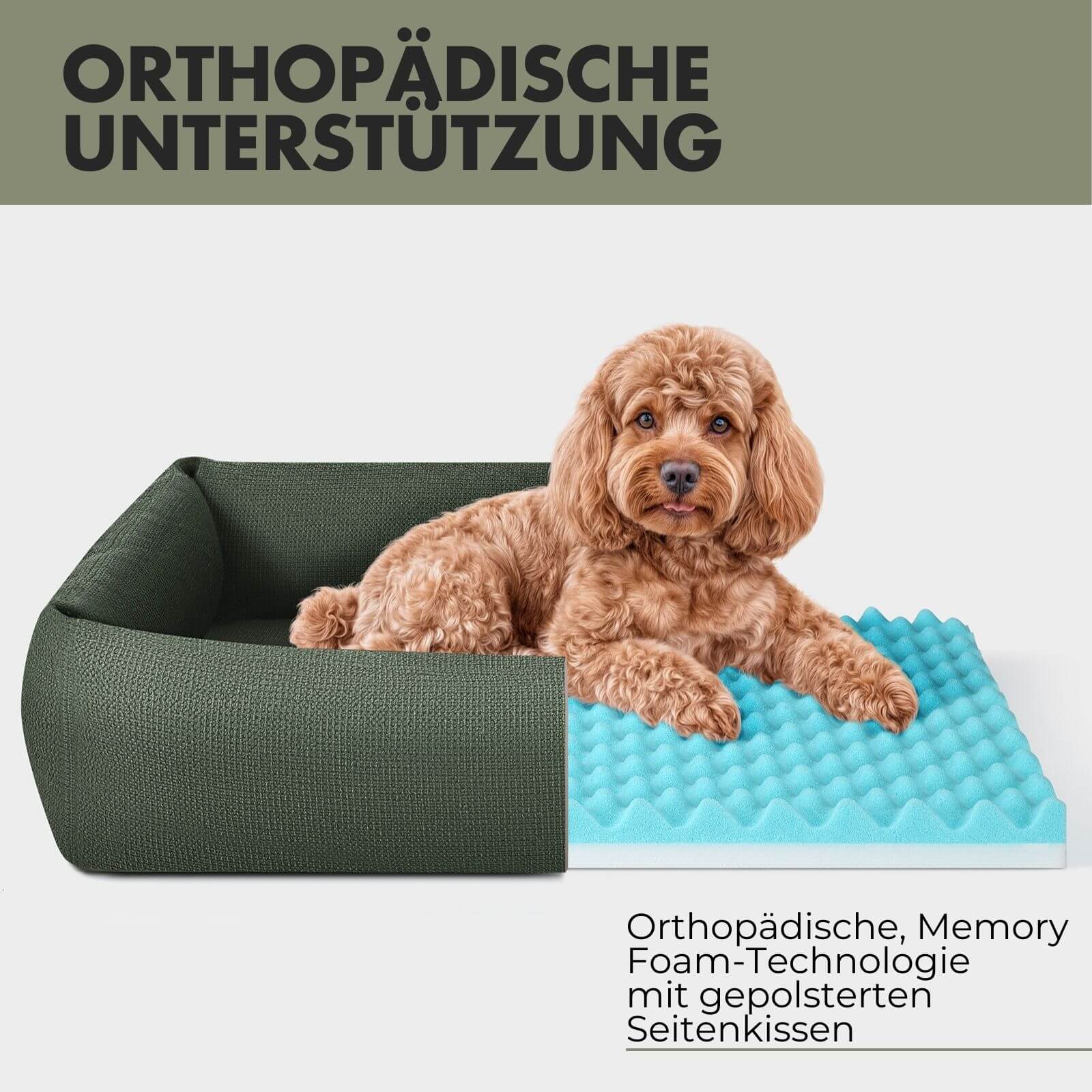 Hundebett EMMA Velours Olive - paw-wow