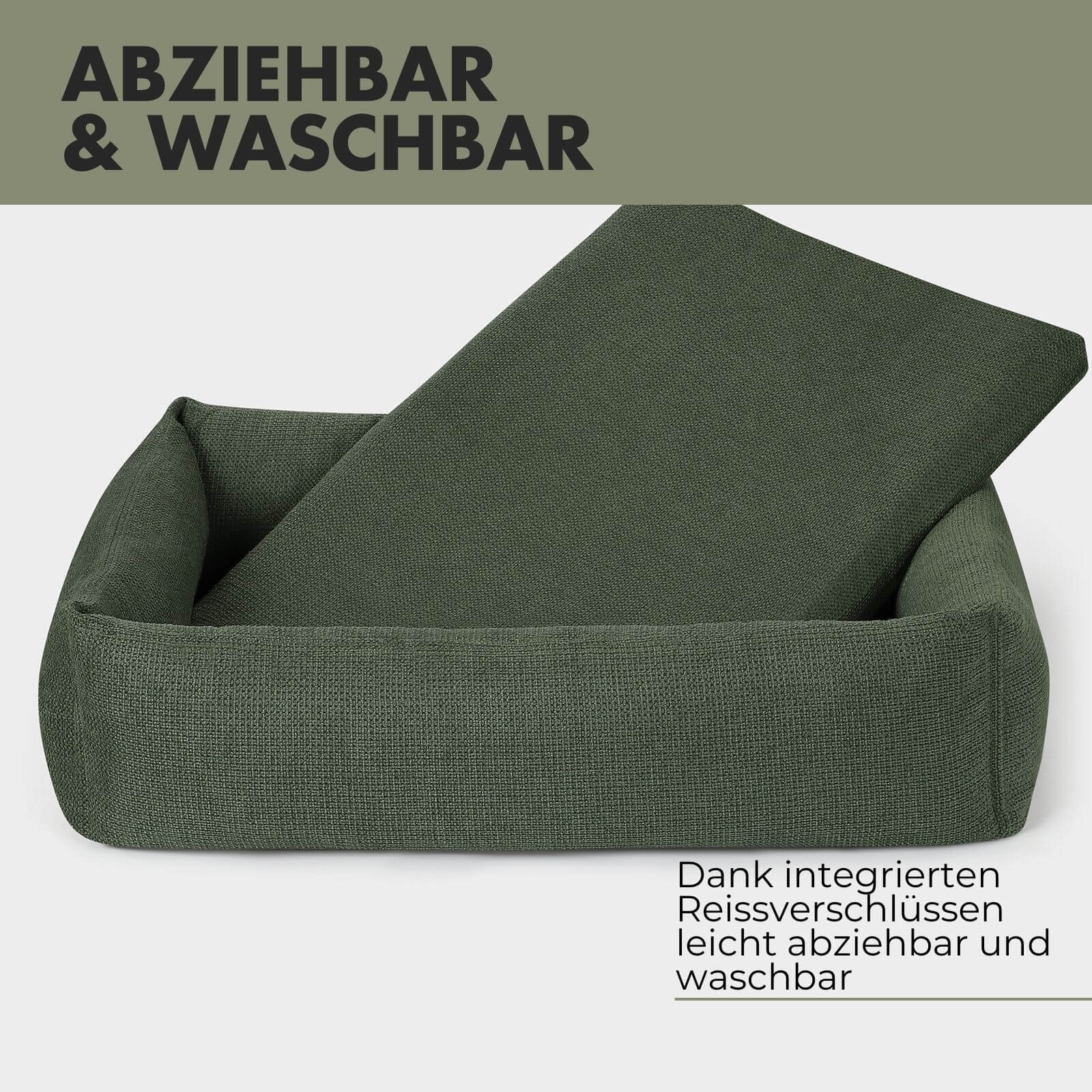 Hundebett EMMA Velours Olive - paw-wow