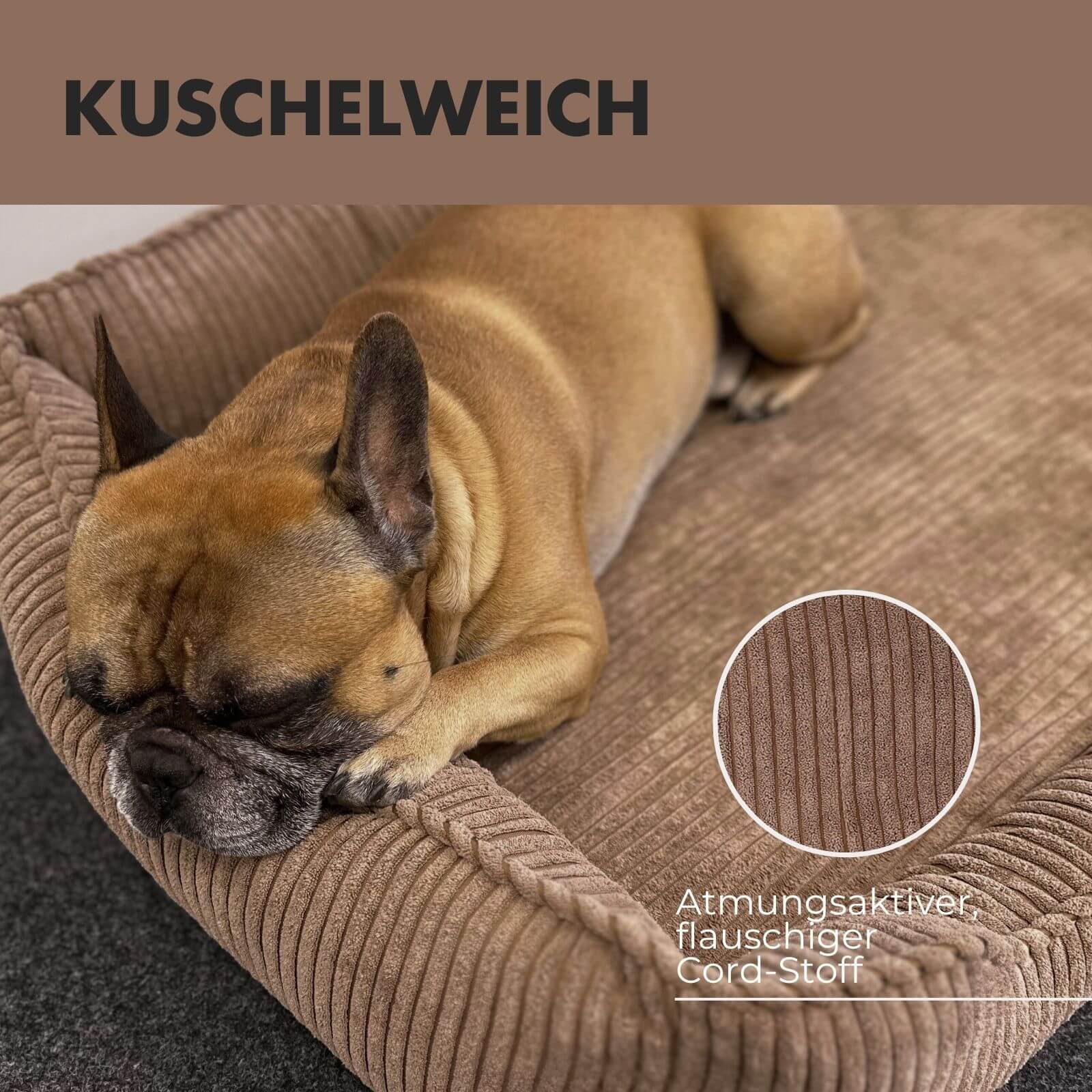 Hundebett ANTON Cord Braun - paw-wow